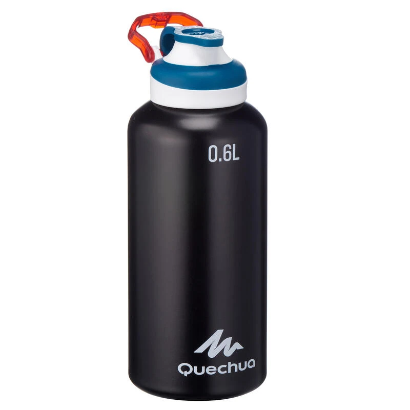 Quechua Drinkfles 500 Sneldop 0,6 Liter Aluminium Zwart. 3 Quechua Drinkfles 500 Sneldop 0,6 Liter Aluminium Zwart.
