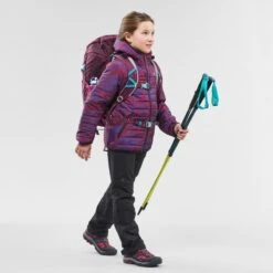 Quechua Gewatteerde Wandeljas Voor Kinderen MH500 7-15 Jaar Paars Met Print -Quechua Verkoop gewatteerde wandeljas voor kinderen mh500 7 15 jaar paars met print 3