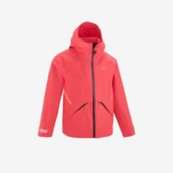 Quechua Regenjas Voor Wandelen MH550 Koraal Kinderen 7-15 Jaar