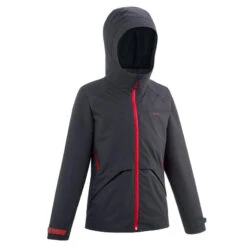 Quechua Regenjas Voor Wandelen MH550 Zwart Kinderen