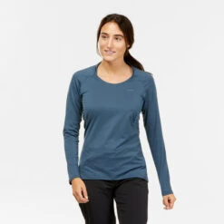 Quechua Shirt Met Lange Mouwen Voor Bergwandelen Dames MH550 Grijsblauw -Quechua Verkoop shirt met lange mouwen voor bergwandelen dames mh550 grijsblauw 2