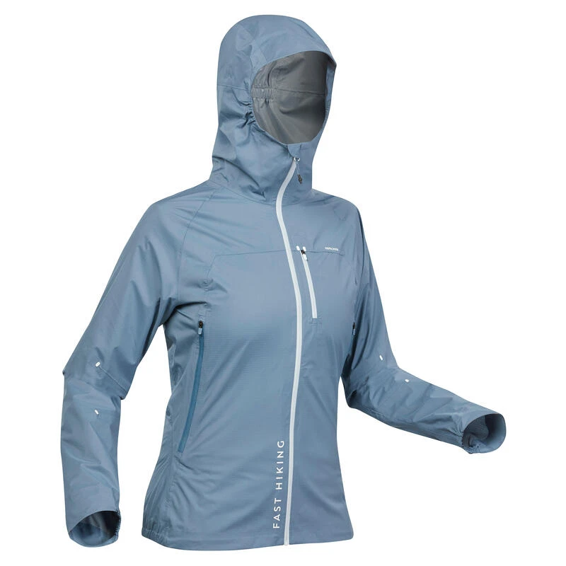 Quechua Ultralichte Regenjas Voor Fast Hiking Dames FH500 Rain Blauw 3 Quechua Ultralichte Regenjas Voor Fast Hiking Dames FH500 Rain Blauw